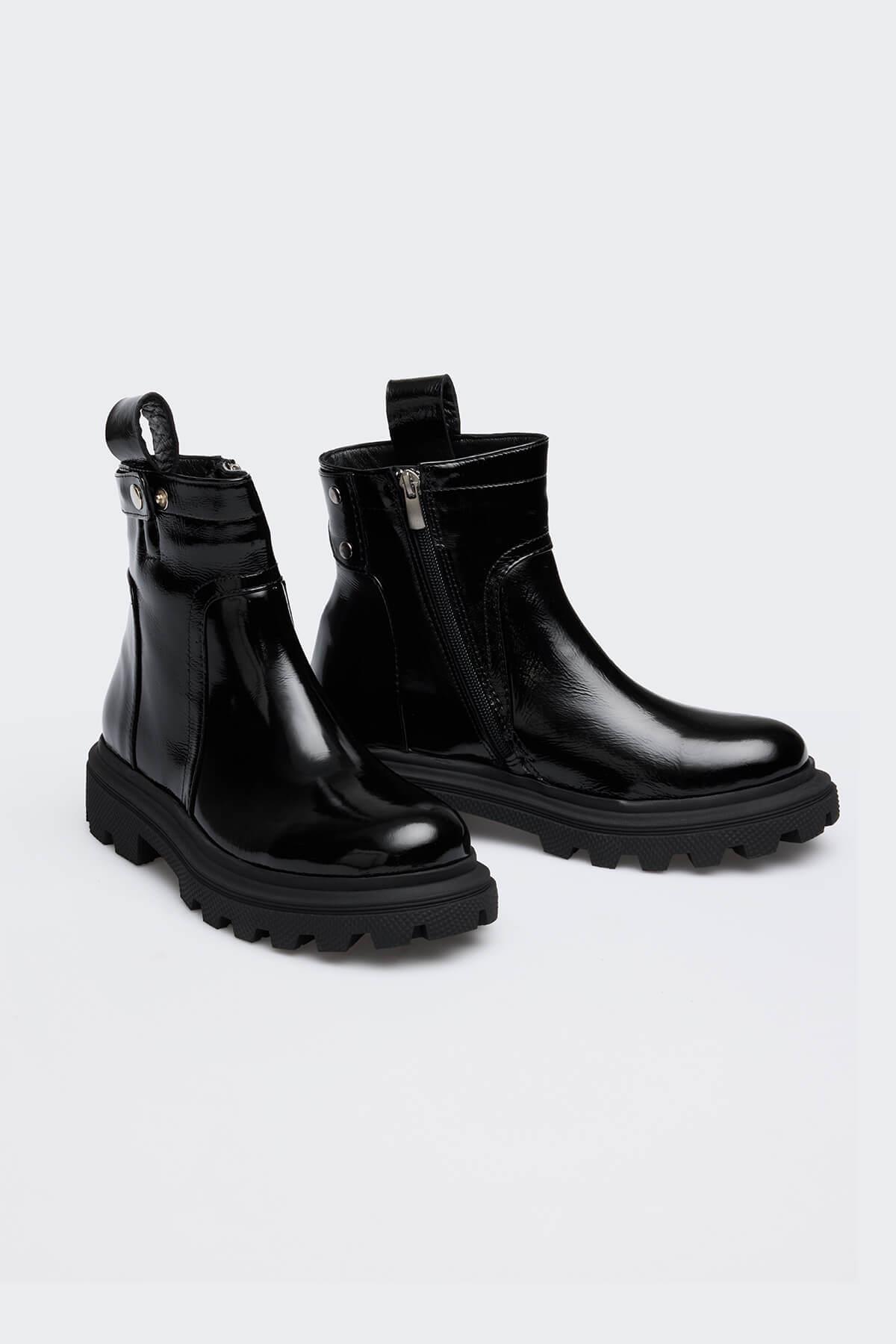 Park Siyah Kırışık Rugan Kadın Bot