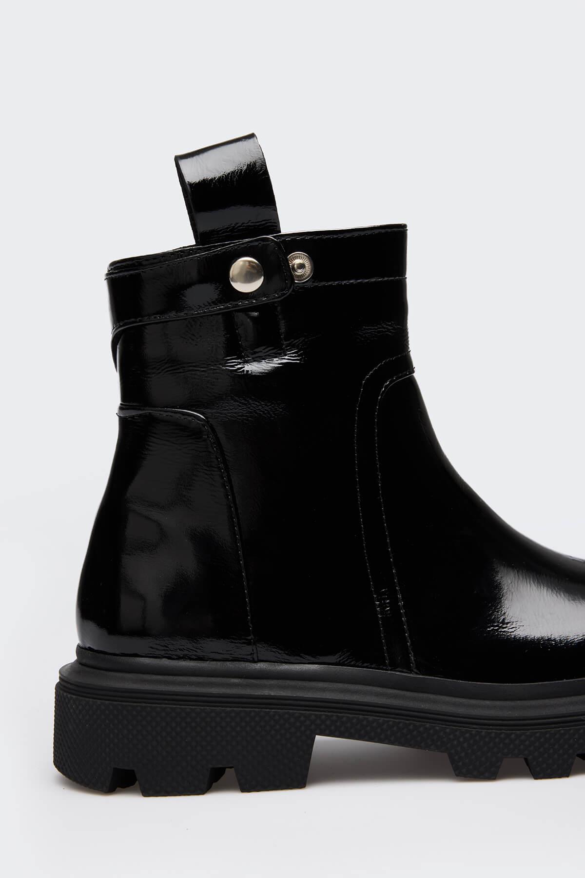 Park Siyah Kırışık Rugan Kadın Bot