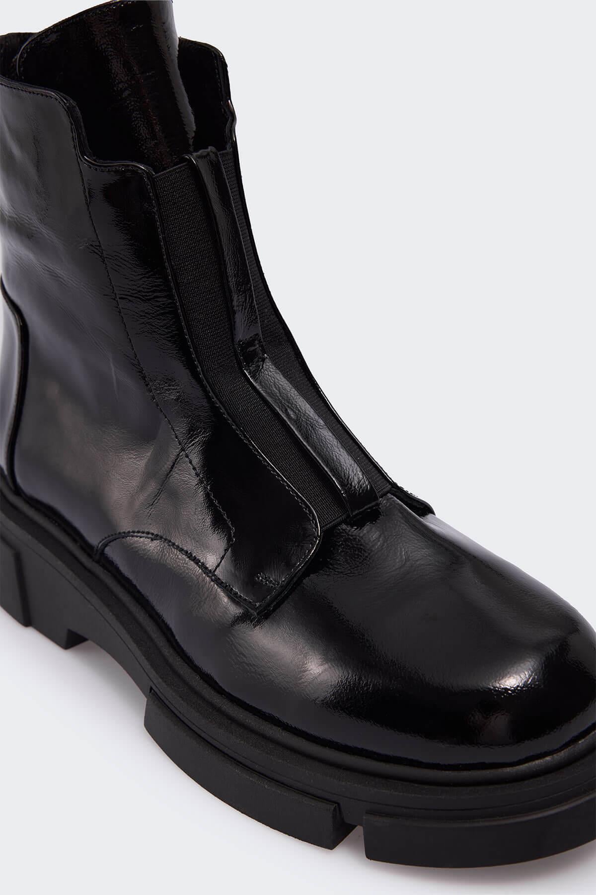 Pennoi Siyah Kırışık Rugan Kadın Bot