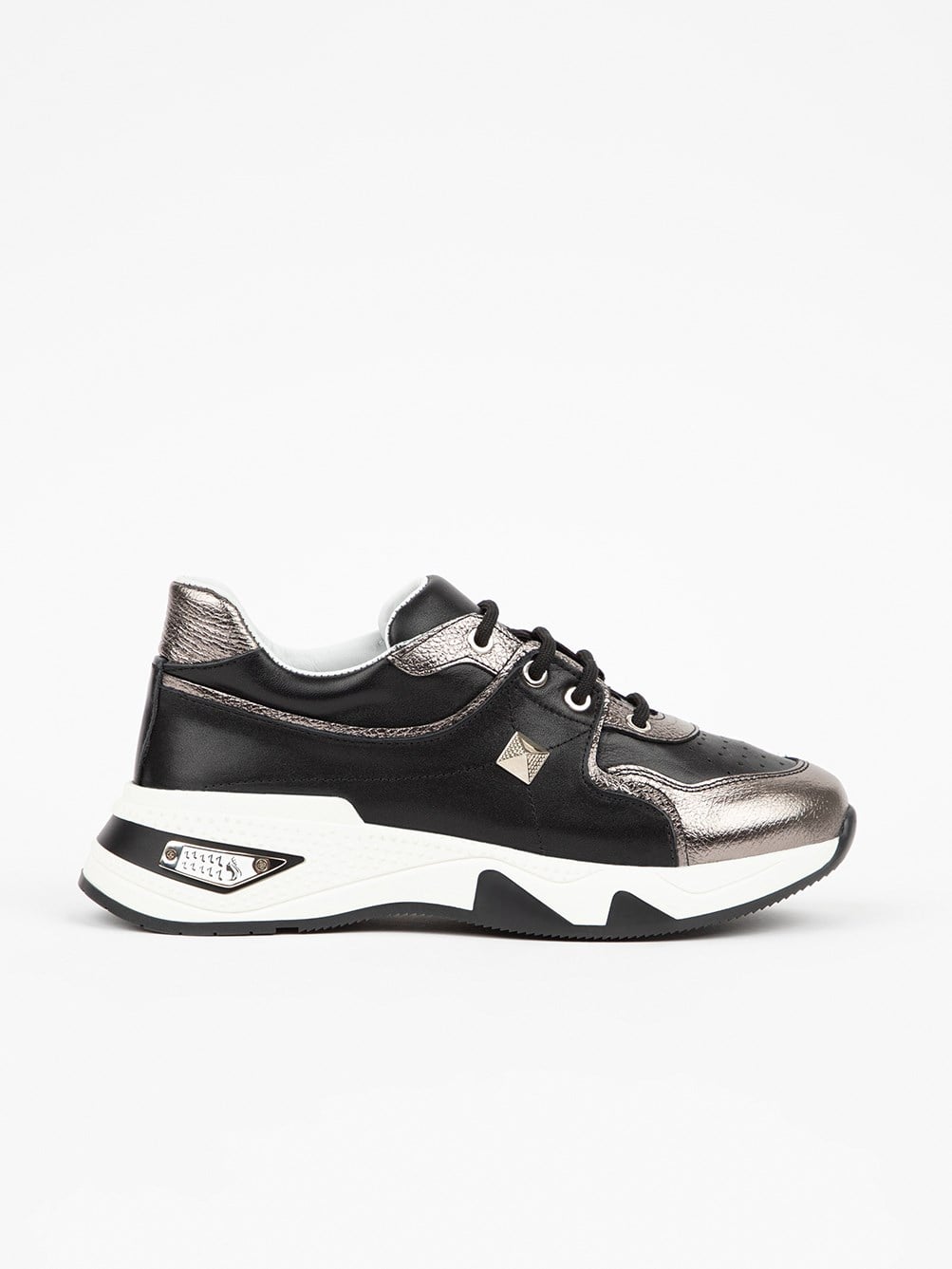 Rafai Siyah Deri Kadın Sneaker 