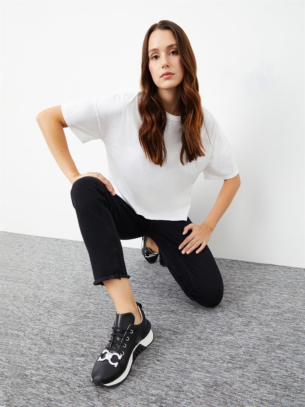 Raia Siyah Deri Kadın Sneaker