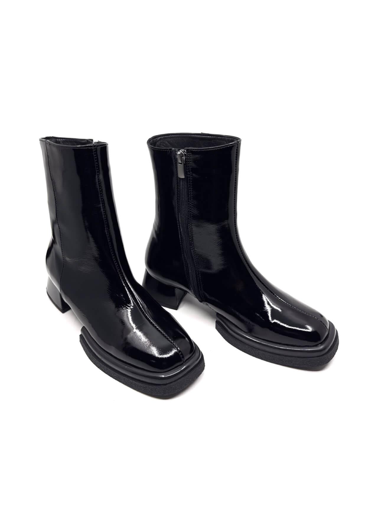 Rieo Siyah Kırışık Rugan Kadın Bot