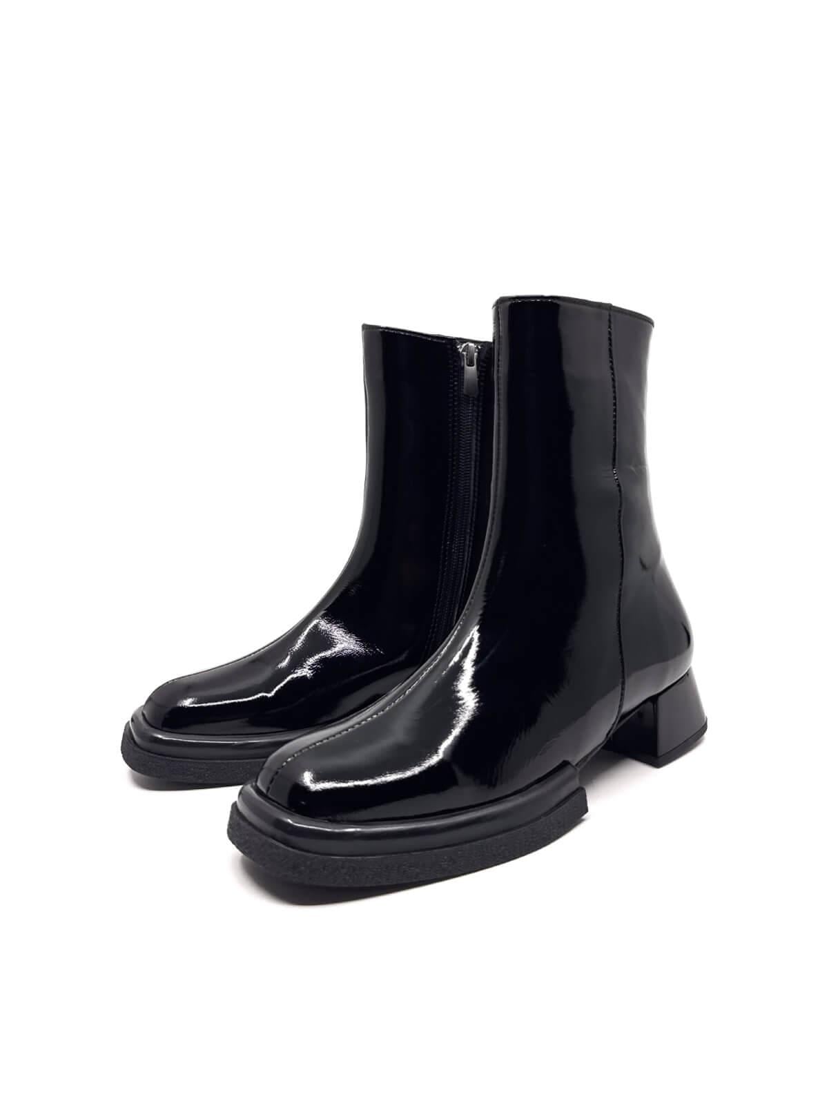 Rieo Siyah Kırışık Rugan Kadın Bot