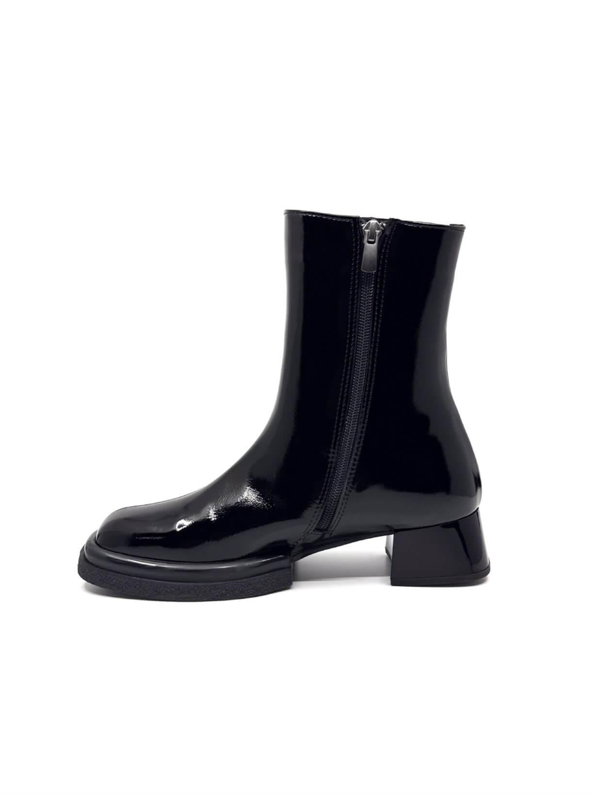 Rieo Siyah Kırışık Rugan Kadın Bot