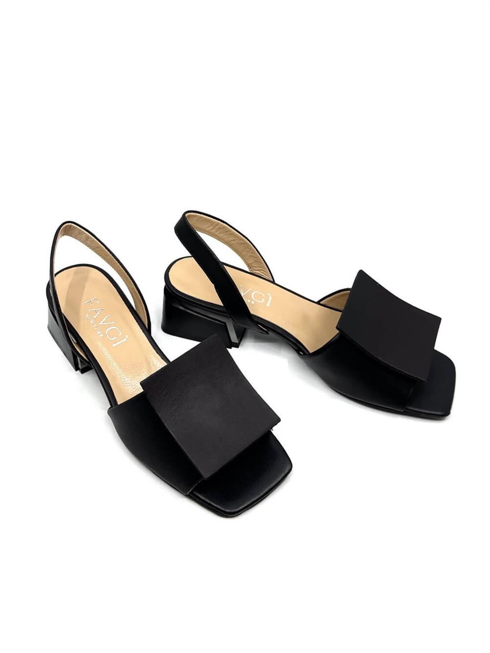 Ririna Siyah Deri Kadın Sandalet