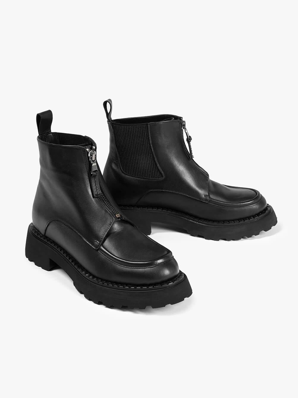 Roches Siyah Deri Kadın Bot