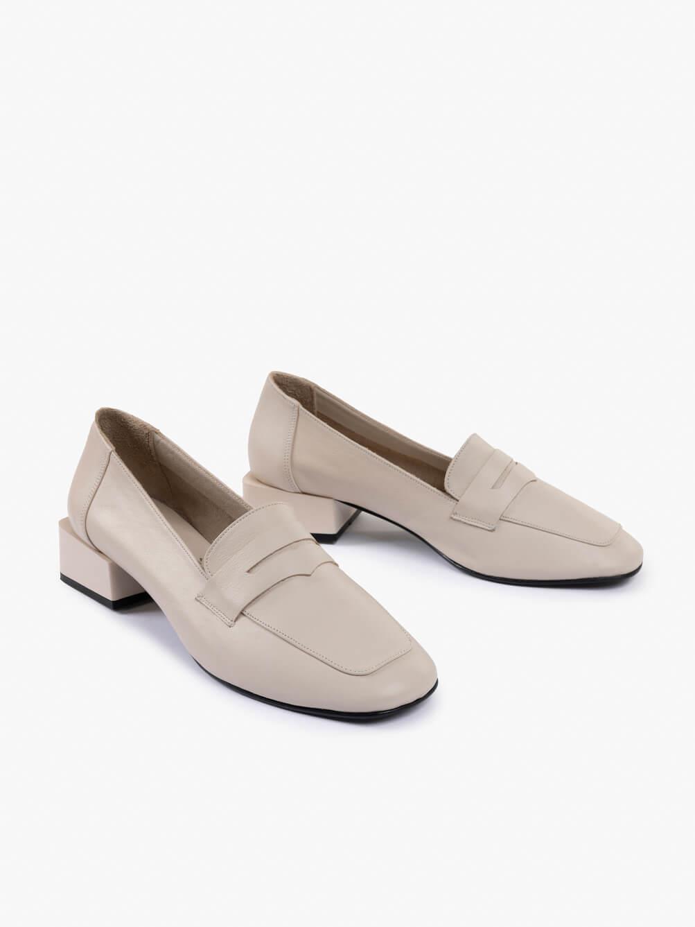 Sadie Bej Deri Kadın Loafer
