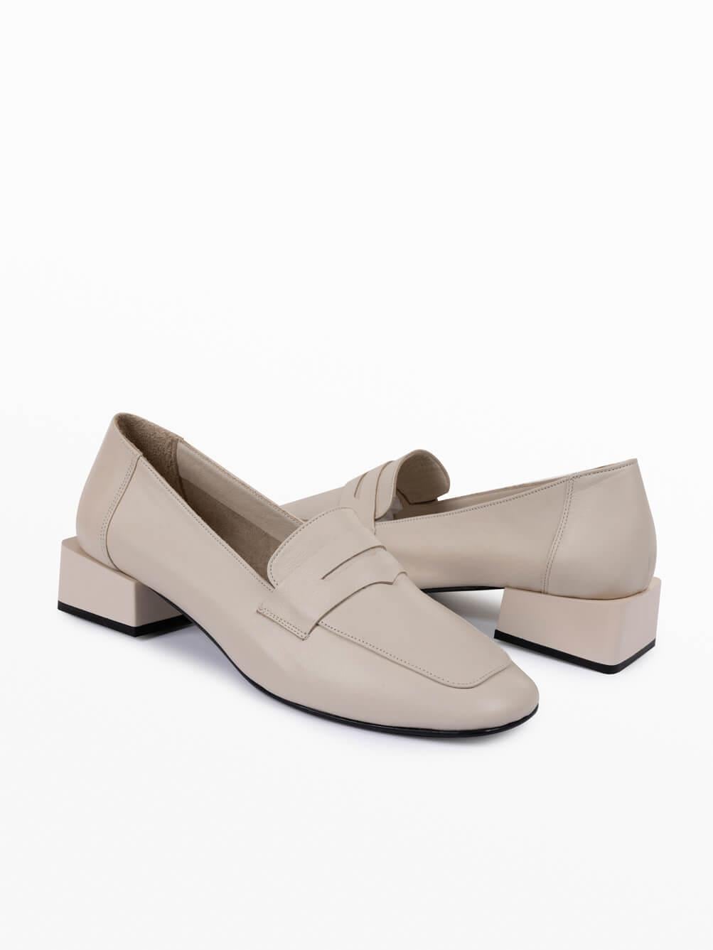 Sadie Bej Deri Kadın Loafer