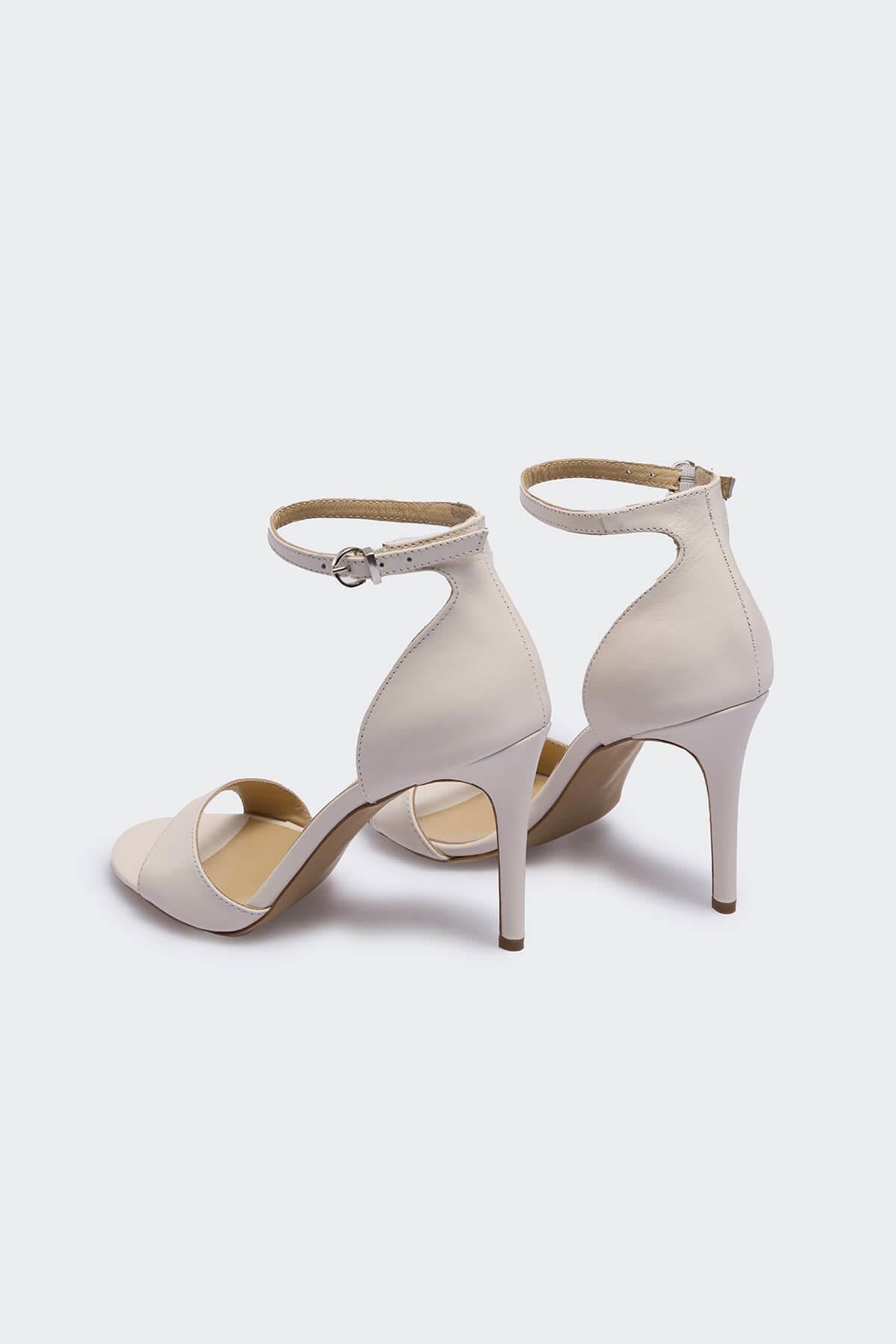 Samier Bej Deri Kadın Topuklu Ayakkabı