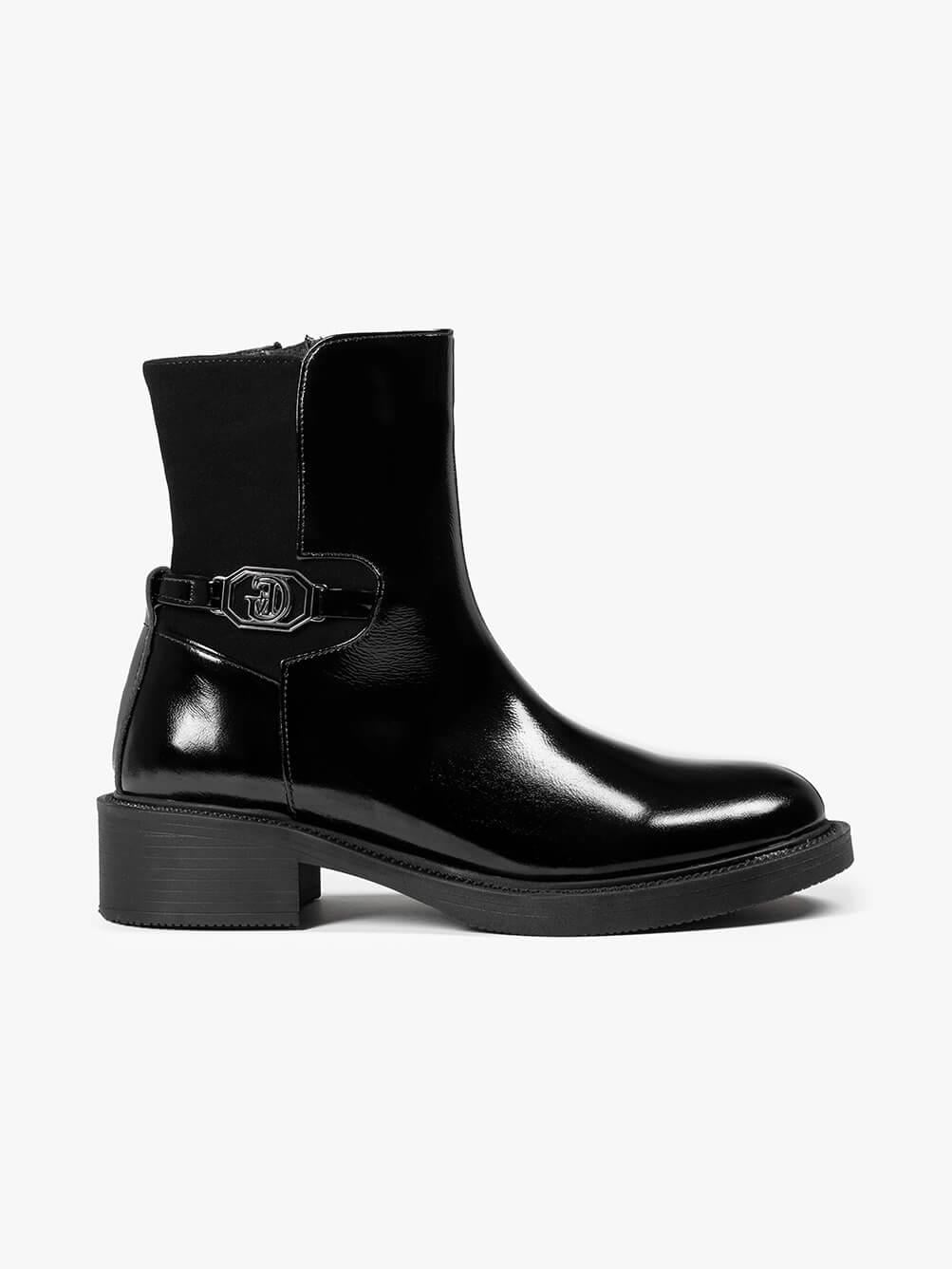 Santor Siyah Kırışık Rugan Kadın Bot