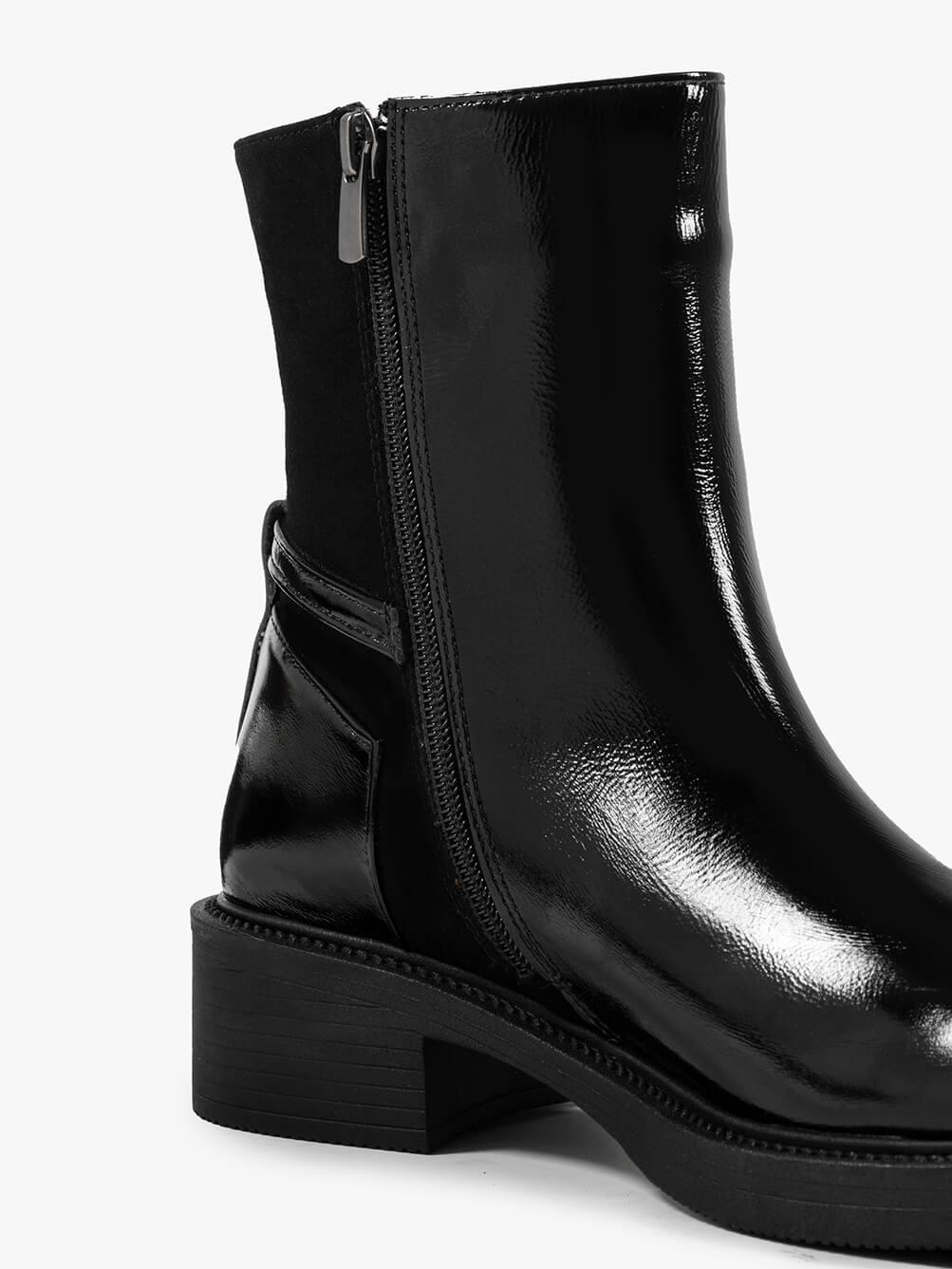 Santor Siyah Kırışık Rugan Kadın Bot