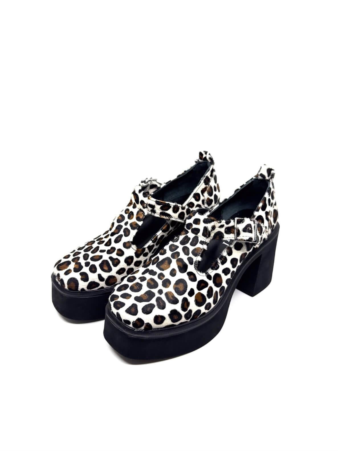 Simonne Siyah Beyaz Leopar Deri Günlük Ayakkabı