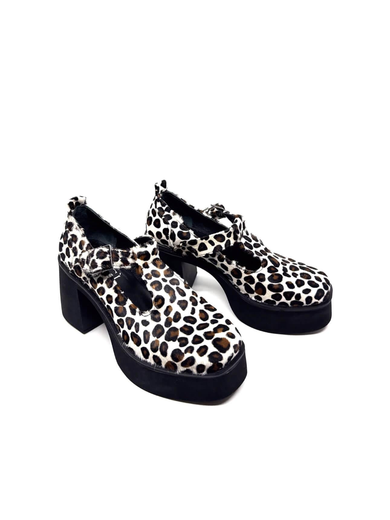 Simonne Siyah Beyaz Leopar Deri Günlük Ayakkabı