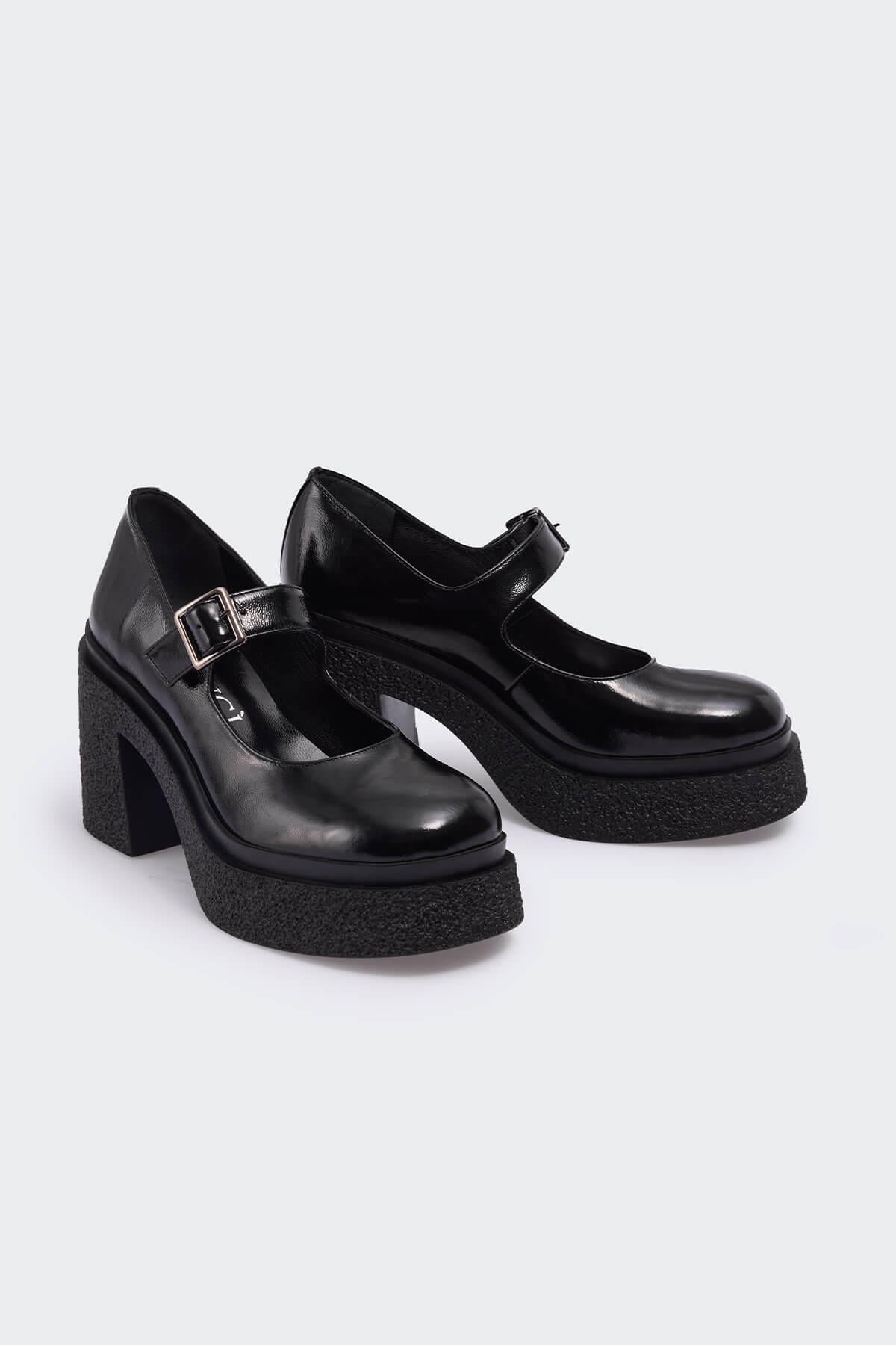 Simonnea Siyah Kırışık Rugan Kadın Günlük Ayakkabı