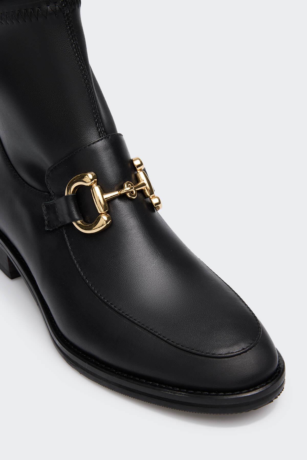 Ttoe Siyah Deri Kadın Bot