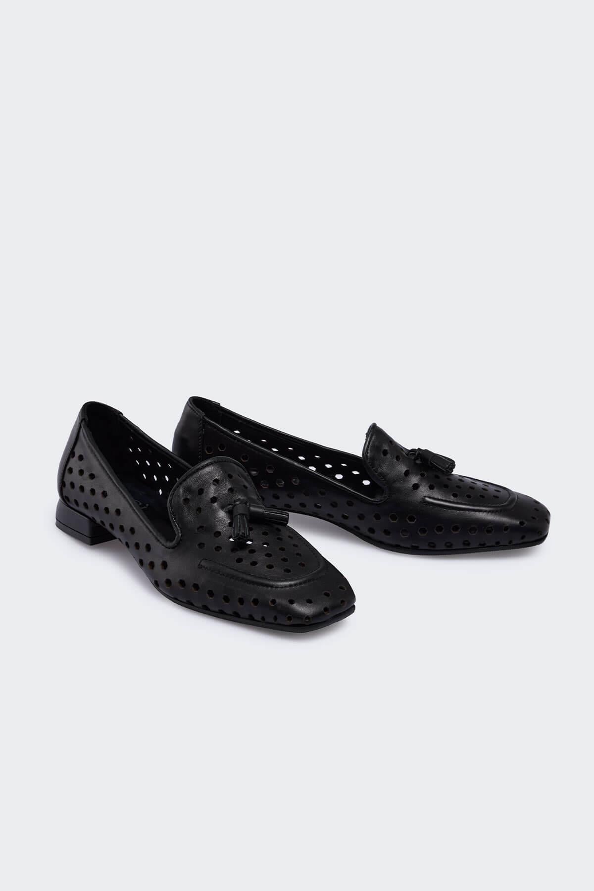 Vary Siyah Deri Kadın Loafer