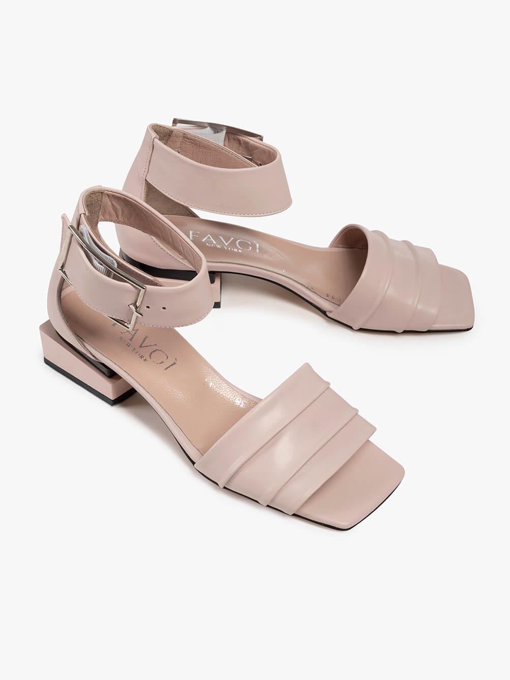 Voce Toz Pembe Deri Kadın Sandalet