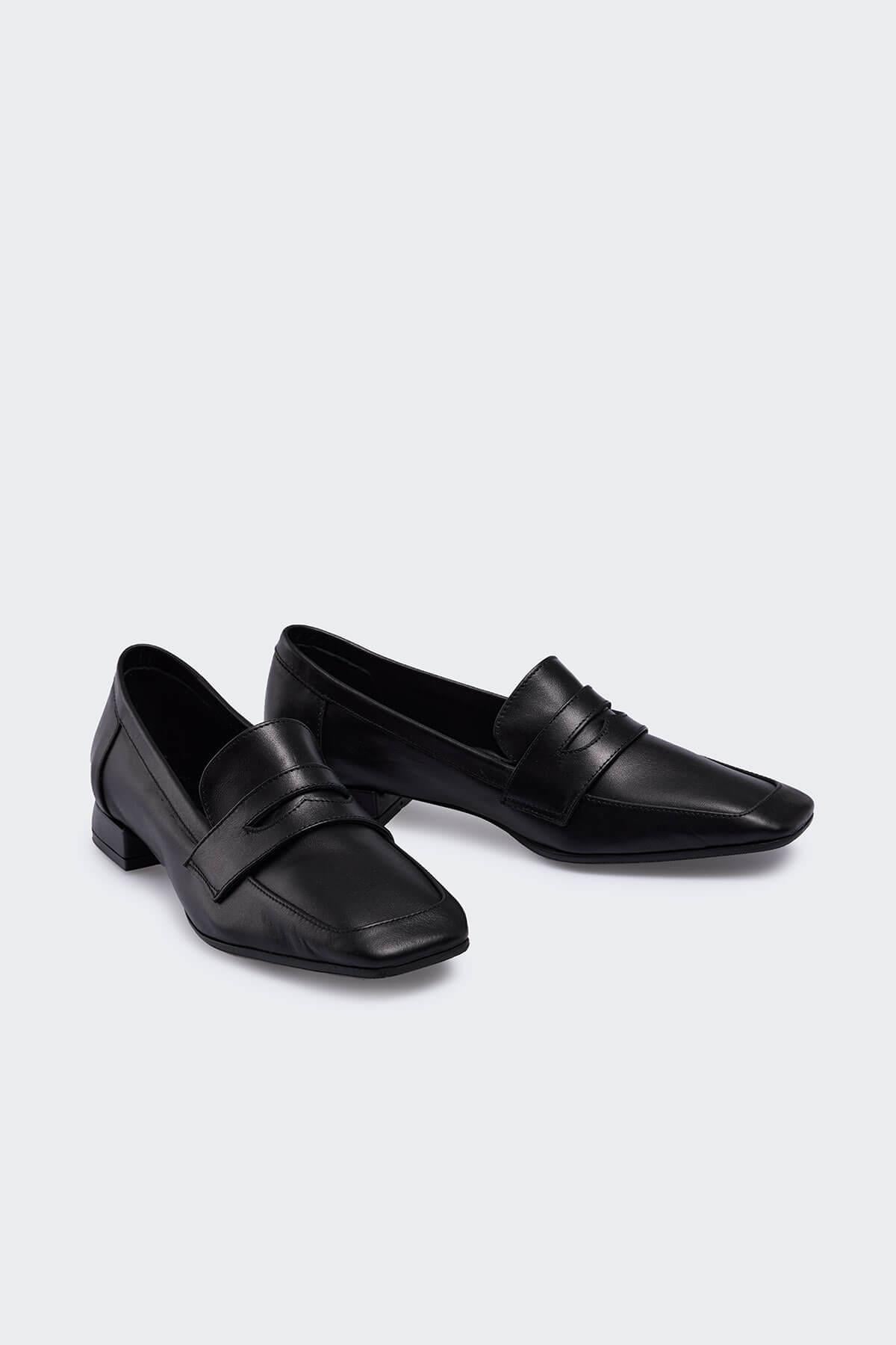 Wilena Siyah Deri Kadın Loafer