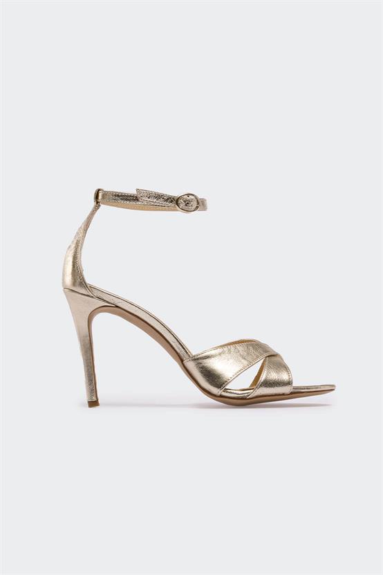 1653 Dore Deri Kadın Topuklu Ayakkabı