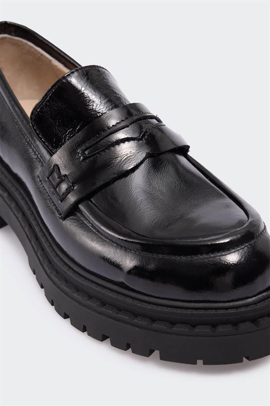 Aber Siyah Kırışık Rugan Kadın Günlük Ayakkabı