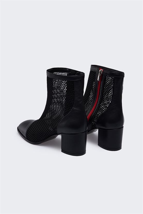 Aleida Siyah Deri Siyah File Kadın Yazlık Bot