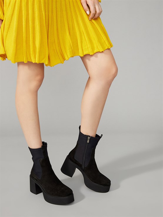 Alice Siyah Süet Siyah Streç Bot