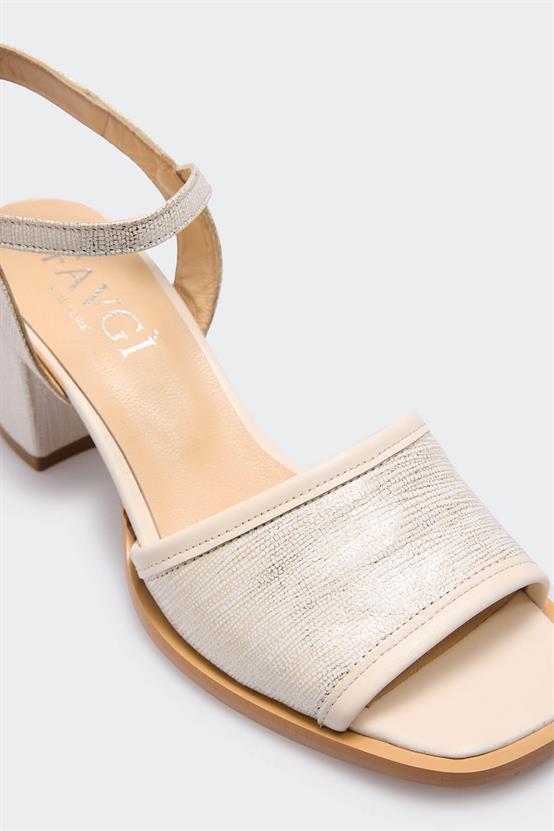 Amy Bej Deri Kadın Topuklu Sandalet