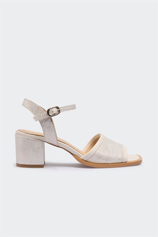 Amy Bej Deri Kadın Topuklu Sandalet