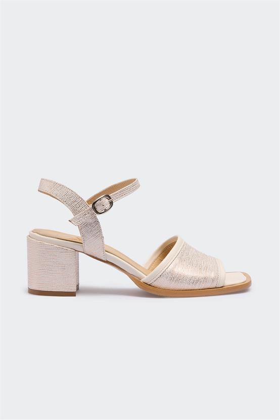 Amy Bej Deri Soft Pembe Deri Kadın Topuklu Sandalet