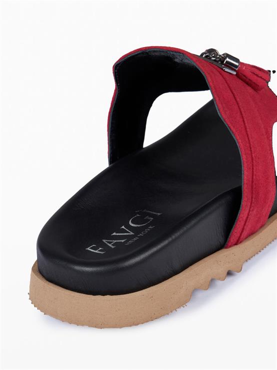 Athe Kırmızı Süet Kadın Terlik