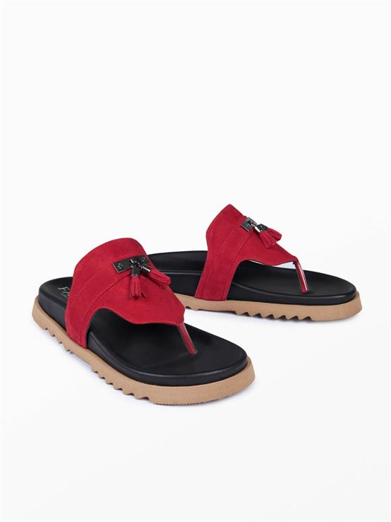 Athe Kırmızı Süet Kadın Terlik