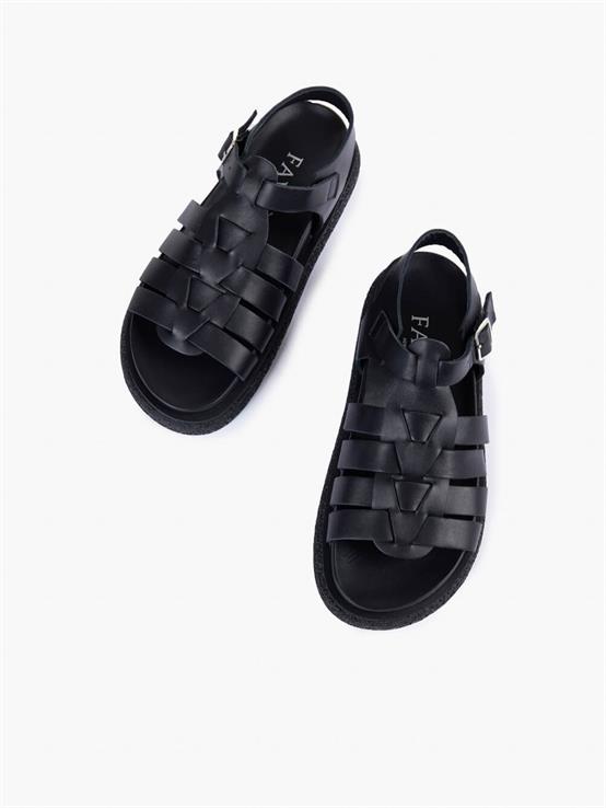 Azor Siyah Deri Kadın Sandalet