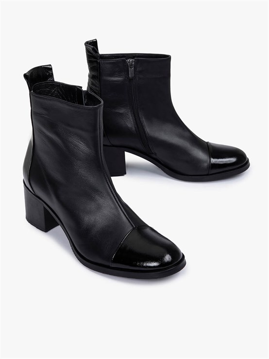 Bagna Siyah Rugan Siyah Deri Kadın Bot