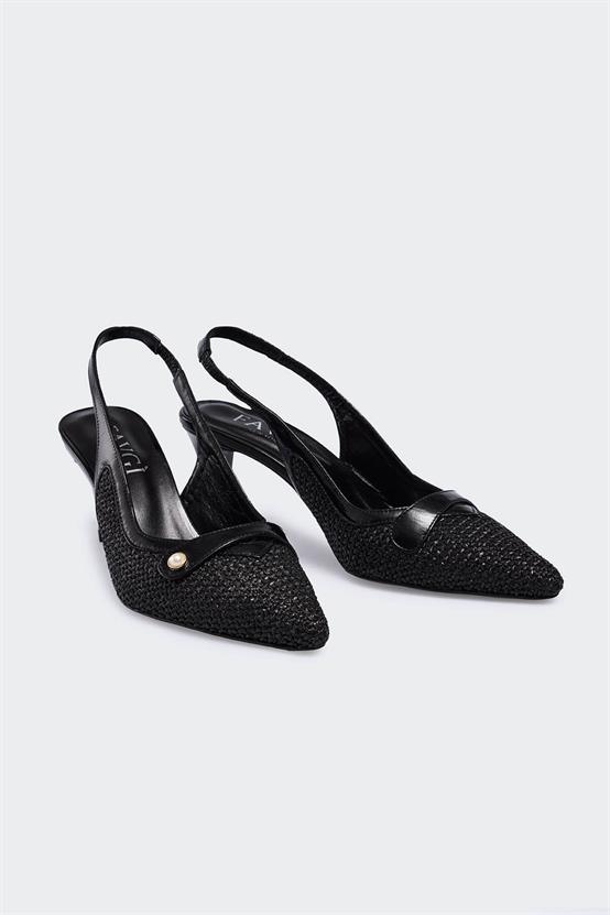 Bleckea Siyah Kumaş Siyah Rugan Kadın Topuklu Ayakkabı