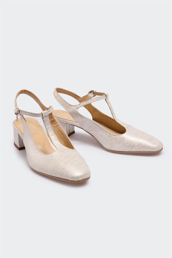 Conla Dore Beyaz Deri Kadın Topuklu Ayakkabı