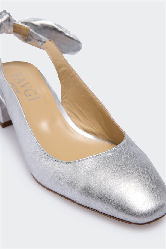 Depp Lame Deri Kadın Topuklu Ayakkabı