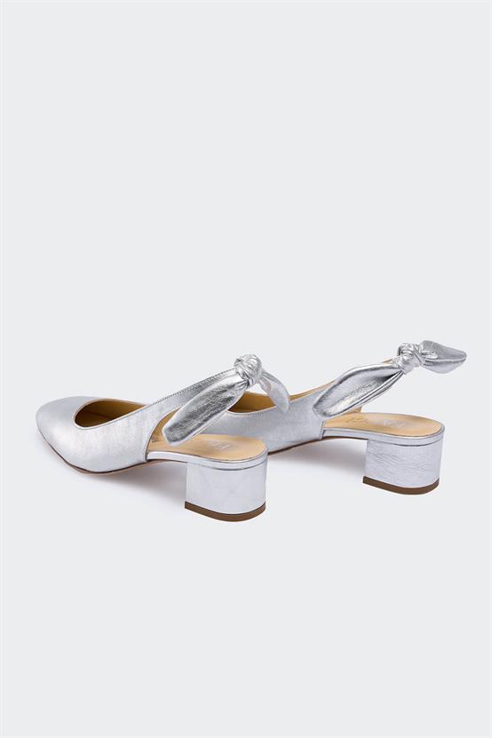 Depp Lame Deri Kadın Topuklu Ayakkabı