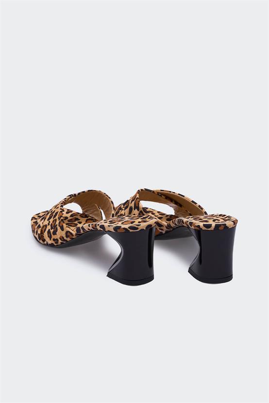 Doriena Leopar Deri Kadın Terlik