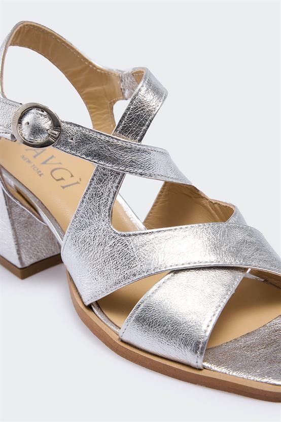 Dusoire Lame Deri Kadın Topuklu Sandalet