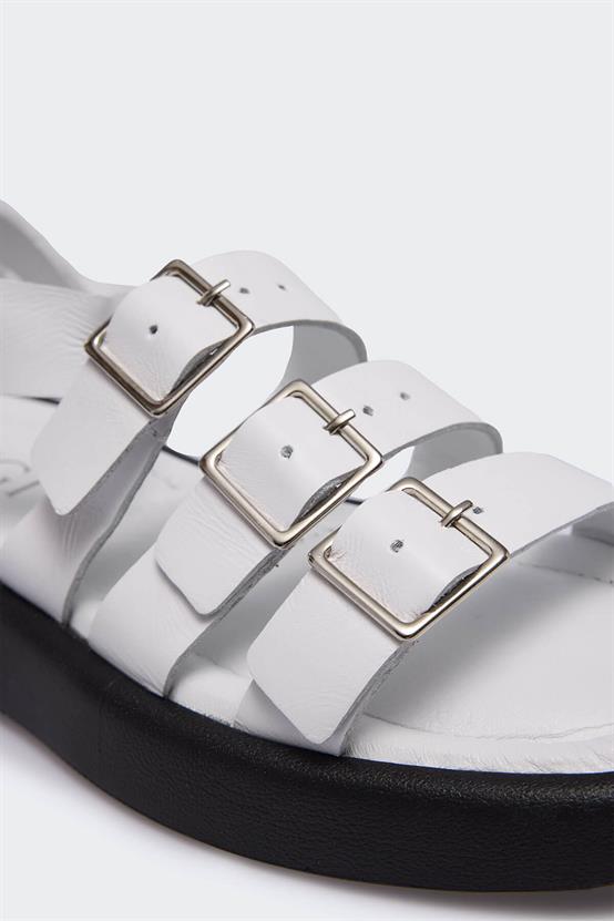 Edio Beyaz Deri Kadın Sandalet