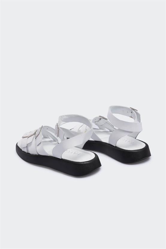 Edio Beyaz Deri Kadın Sandalet