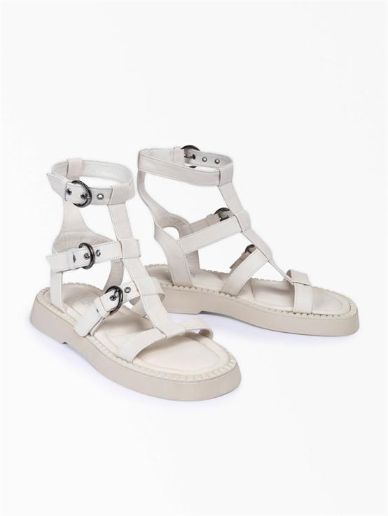 Eskare Bej Deri Kadın Sandalet