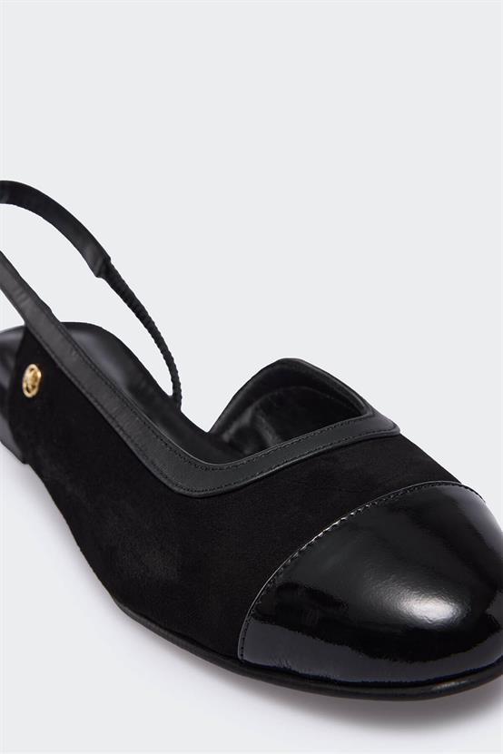 Favgi 2900 Siyah Rugan Siyah Süet Kadın Babet