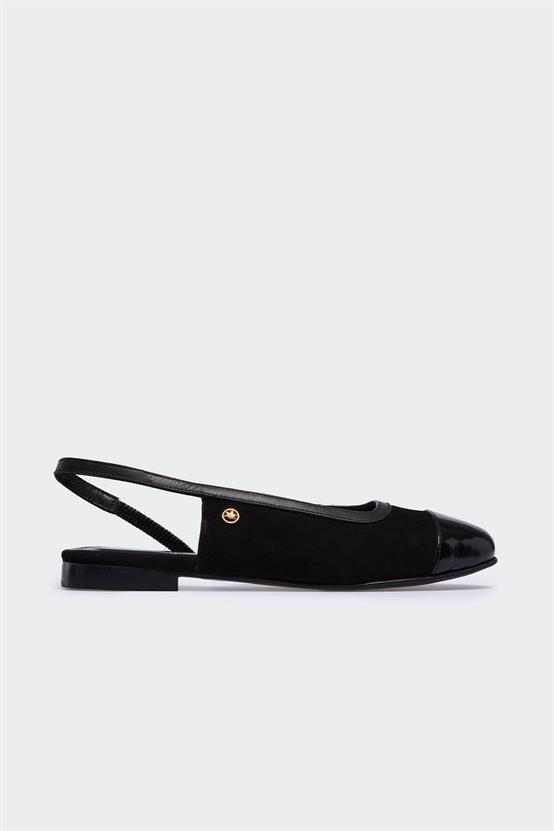 Favgi 2900 Siyah Rugan Siyah Süet Kadın Babet