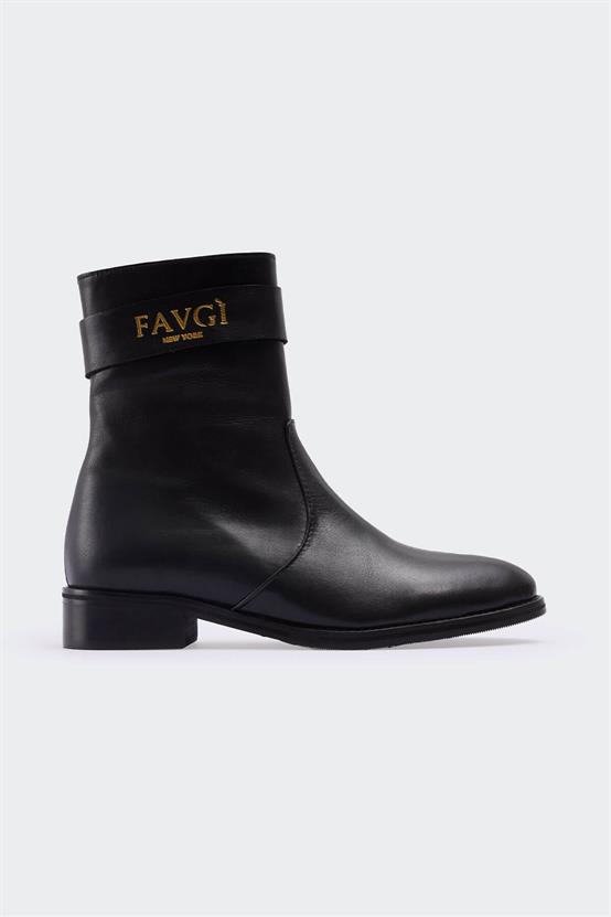 Favgi 803 Siyah Deri Kadın Bot