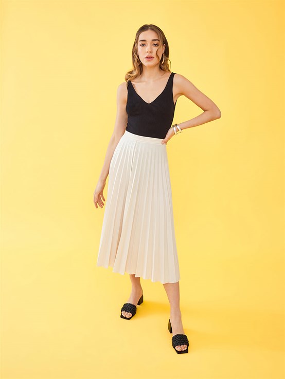 Fior Siyah Deri Örgü Kadın Topuklu Terlik 