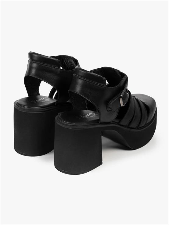 Firine Siyah Deri Kadın Sandalet