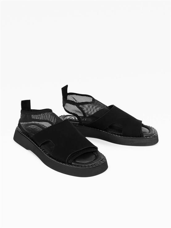 Forle Siyah Süet Kadın Sandalet