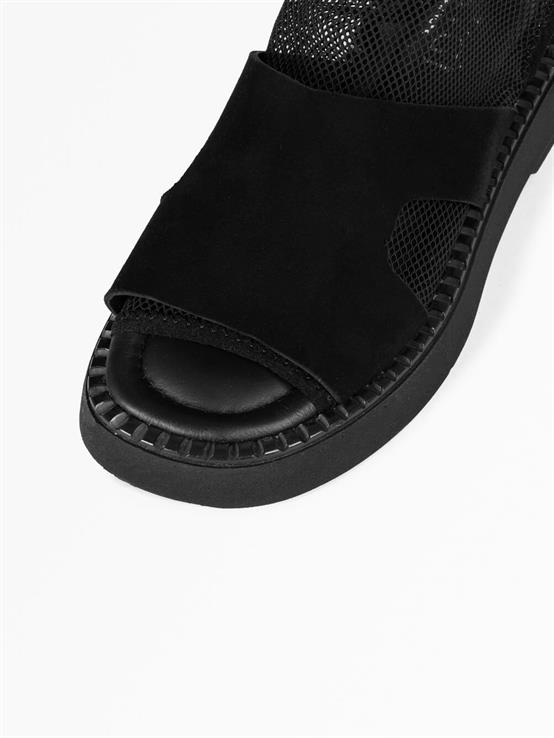 Forle Siyah Süet Kadın Sandalet