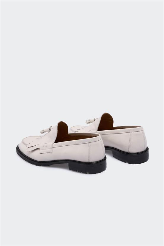Frank Beyaz Deri Kadın Loafer